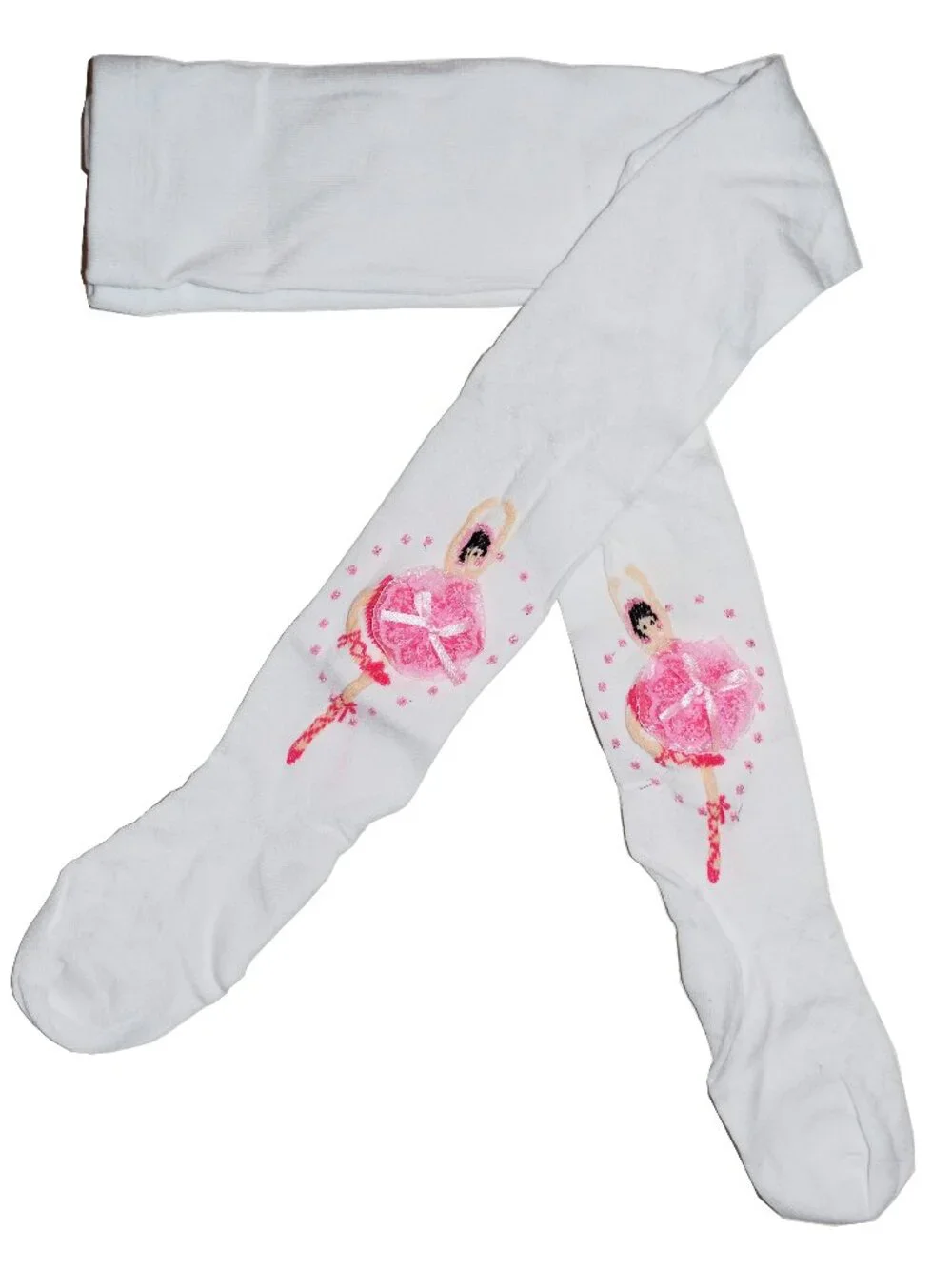 Girls Ballet Footed Knit Tights Socks White